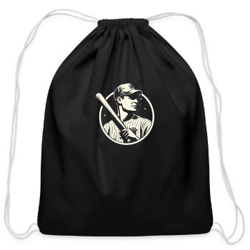 Old Shool Baseball Player - Cotton Drawstring Bag - black - Front