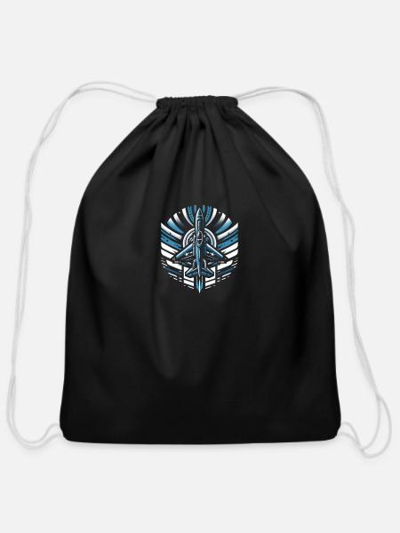 Supersonic Flight Emblem - Cotton Drawstring Bag - black