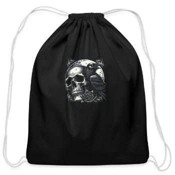 Lunar Raven's Vigil - Cotton Drawstring Bag - black - Front