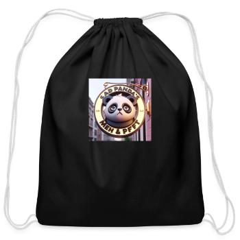 Sad Pandas logo #3 - Cotton Drawstring Bag - black - Front