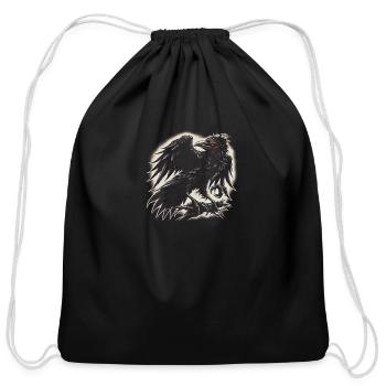 Mystic Raven's Gaze - Cotton Drawstring Bag - black - Front
