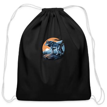 An intelligent and skillful wolf - Cotton Drawstring Bag - black - Front