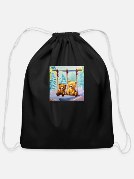 Winter fun - Cotton Drawstring Bag - black