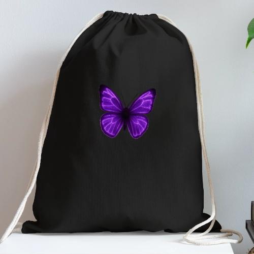 Neon Purple Butterfly - Cotton Drawstring Bag