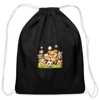 Playful Puppies Soccer Match-dog lovers - Cotton Drawstring Bag - black - Front