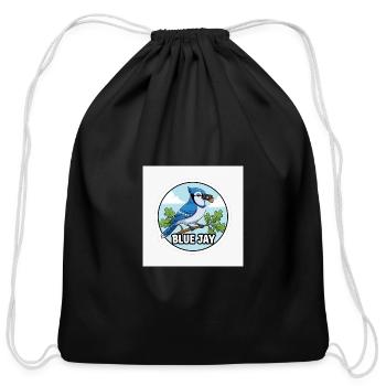 Blue Jay Circular Badge - Cotton Drawstring Bag - black - Front