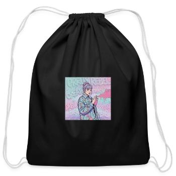 Pastel Graffiti Rebel Girl Jacket Art - Cotton Drawstring Bag - black - Front
