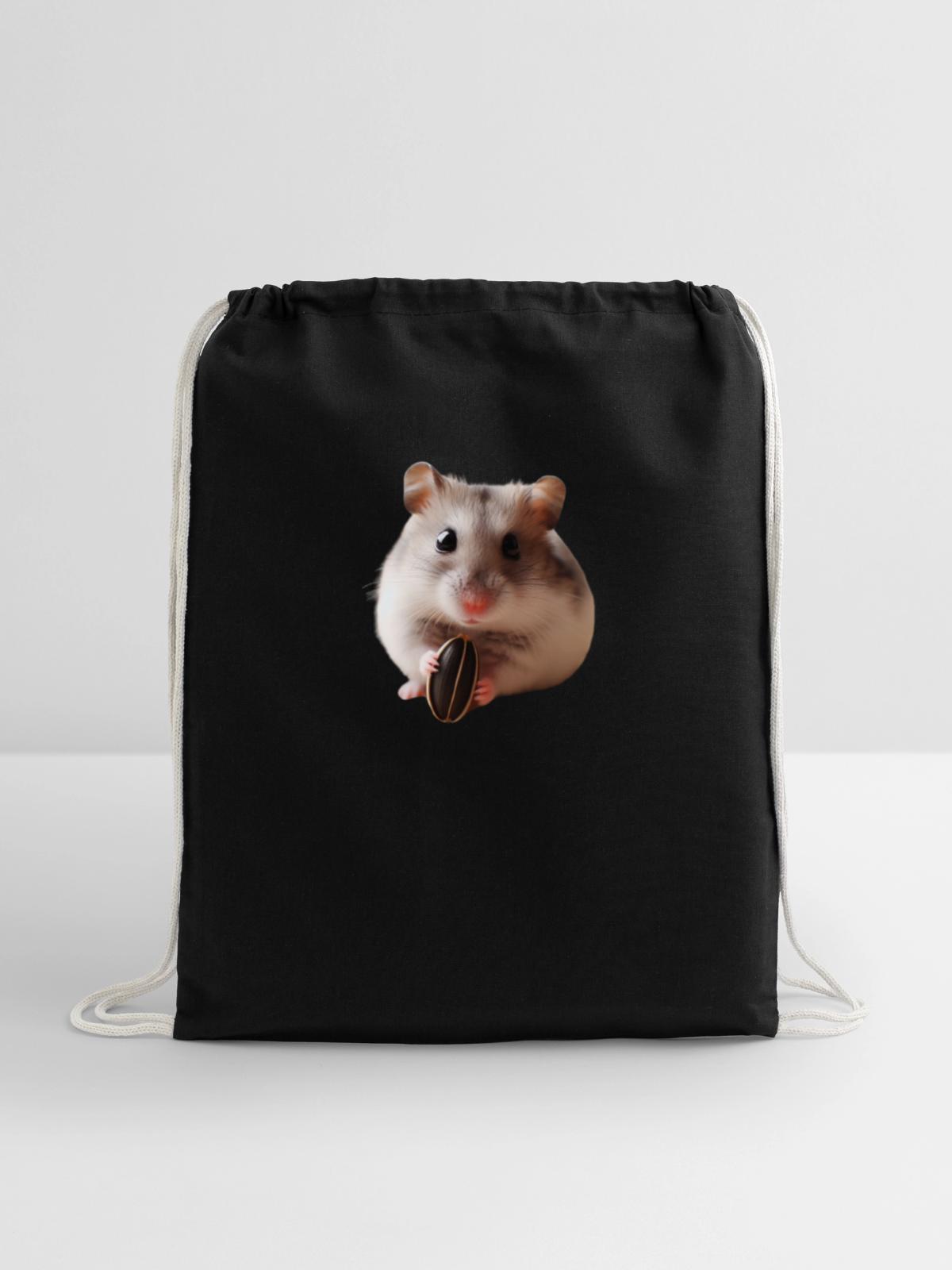Seeds & Hamsters - Cotton Drawstring Bag - black - Front