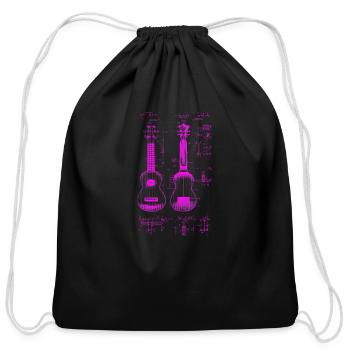 Ukulele Leonardo Da Vinci Sketch Blueprint - Cotton Drawstring Bag - black - Front