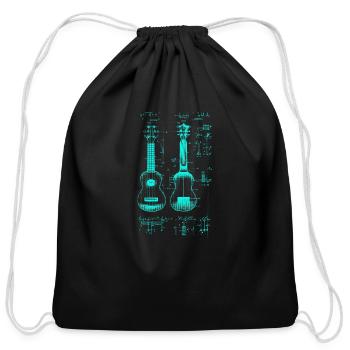Ukulele Leonardo Da Vinci Sketch Blueprint - Cotton Drawstring Bag - black - Front