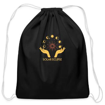 Solar Eclipse 2024 Total Solar Eclipse 4.08.24 - Cotton Drawstring Bag - black - Front