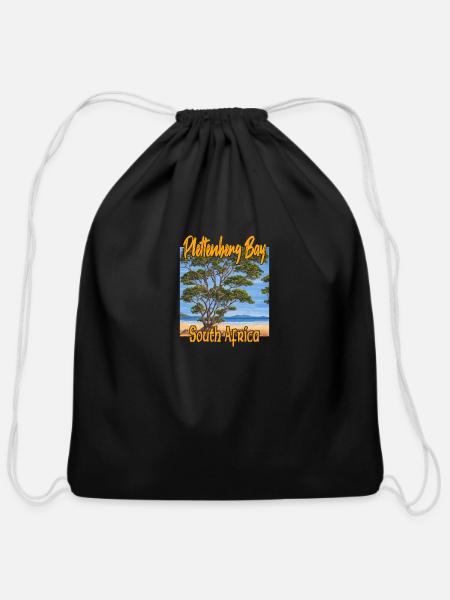 Plettenberg Bay South Africa - Cotton Drawstring Bag - black
