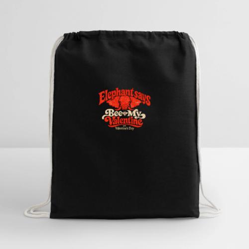 Retro Elephant Bee My Valentine Cute Couple - Cotton Drawstring Bag