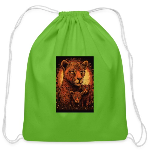 Cheetah Family #3 - Cotton Drawstring Bag