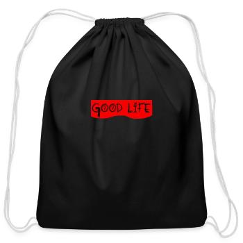 good life - Cotton Drawstring Bag - black - Front