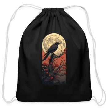 Moonlit Raven - Cotton Drawstring Bag - black - Front