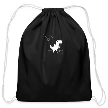 No Internet T-rex Pixel Meteor Funny Nerd Offline - Cotton Drawstring Bag - black - Front