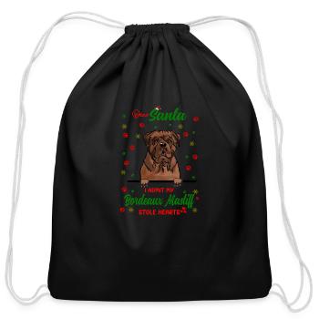 Bordeaux Mastiff Dog Christmas Dog breed - Cotton Drawstring Bag - black - Front
