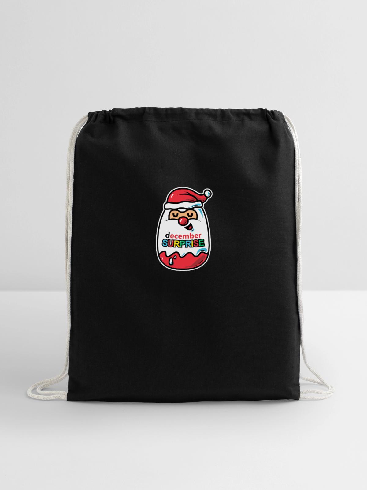December Surprise - Cotton Drawstring Bag - black - Front