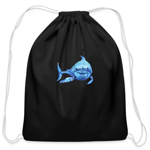 sharp shark - Cotton Drawstring Bag