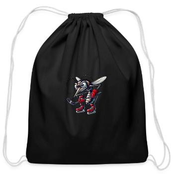 Mosquito Hockey Player Cartoon Insect Sport - Cotton Drawstring Bag - black - Front