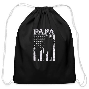 Papa - Cotton Drawstring Bag - black - Front