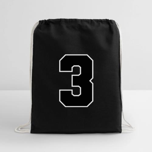 Varsity Number 3 Athletic Font - Cotton Drawstring Bag