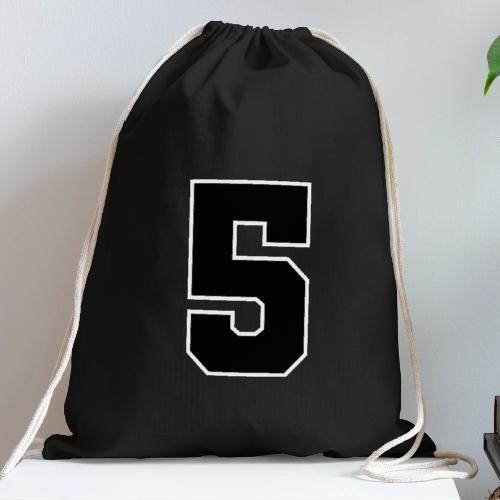 Varsity Number 5 Athletic Design - Cotton Drawstring Bag