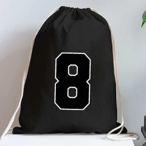 Varsity Number 8 College Style - Cotton Drawstring Bag