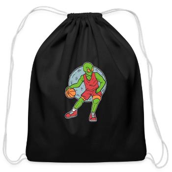 Alien Playing Basketball Sports Lover Gift - Cotton Drawstring Bag - black - Front