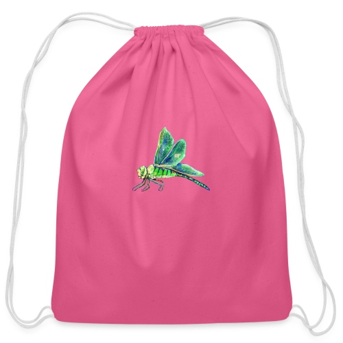 green dragonfly - Cotton Drawstring Bag
