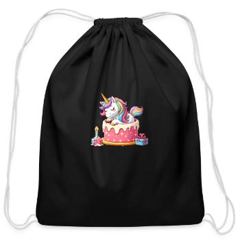Unicorn Cake Surprise - Cotton Drawstring Bag - black - Front