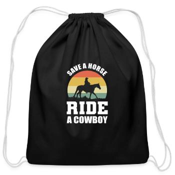 Ride a Cowboy Equestrian Gift - Cotton Drawstring Bag - black - Front