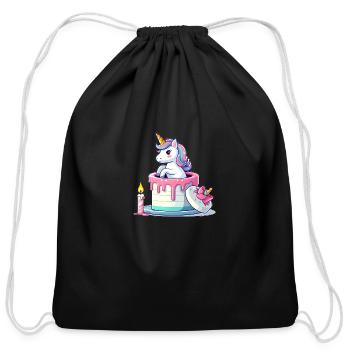 Unicorn Cake Surprise - Cotton Drawstring Bag - black - Front