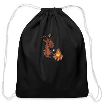 Funny moose camping campfire tents scouts - Cotton Drawstring Bag - black - Front
