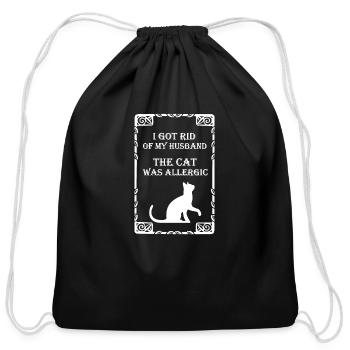 Funny Cat Allergic - Cotton Drawstring Bag - black - Front