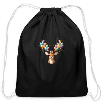 A Deer's Easter Surprise - Cotton Drawstring Bag - black - Front