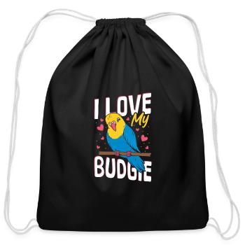 Budgie Care Talking Bird Australian BudgiE - Cotton Drawstring Bag - black - Front
