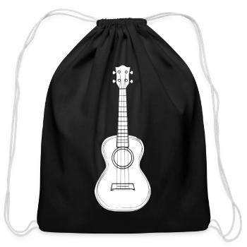 Ukulele Instrument Drawing - Cotton Drawstring Bag - black - Front