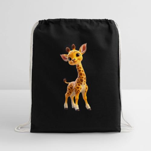 Adorable 3D Baby Giraffe with Big Eyes - Cotton Drawstring Bag