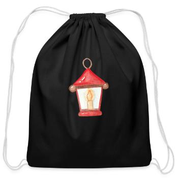 Vintage-Inspired Lantern - Cotton Drawstring Bag - black - Front