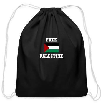 free palestine - Cotton Drawstring Bag - black - Front