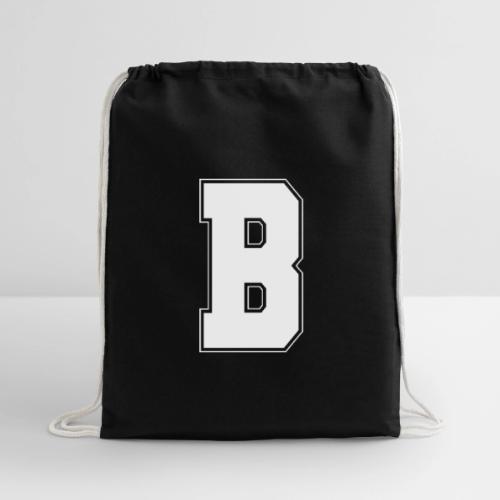 White Letter B – Varsity Alphabet Monogram - Cotton Drawstring Bag