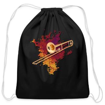 trombone - Cotton Drawstring Bag - black - Front