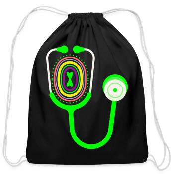 Stethoscope - Cotton Drawstring Bag - black - Front