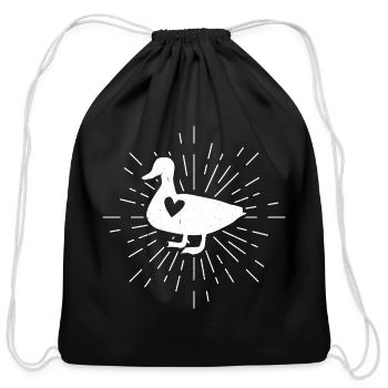 Duck Lover Vintage Graphic Quakin' Animal Lover - Cotton Drawstring Bag - black - Front