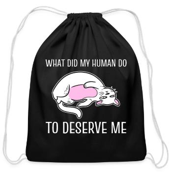 Funny Cat Lover Cat Behaviorist - Cotton Drawstring Bag - black - Front