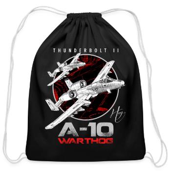A-10 Thunderbolt II Warthog subsonic Aircraft - Cotton Drawstring Bag - black - Front