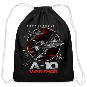 A-10 Thunderbolt II Warthog subsonic Aircraft - Cotton Drawstring Bag - black - Front