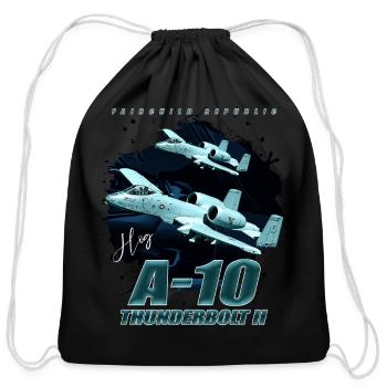 Fairchild A-10 Thunderbolt II Fighterjet - Cotton Drawstring Bag - black - Front